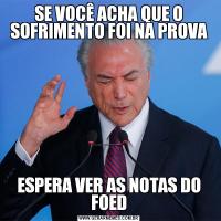 SE VOCÊ ACHA QUE O SOFRIMENTO FOI NA PROVAESPERA VER AS NOTAS DO FOED