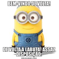 BEM-VINDO DE VOLTA!DE VOLTA À LABUTA! ASSAZ DISPOSIÇÃO.