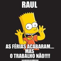 RAUL AS FÉRIAS ACABARAM.... MAS 
O TRABALHO NÃO!!!!