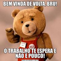 BEM VINDA DE VOLTA, BRU!O TRABALHO TE ESPERA E NÃO É POUCO!