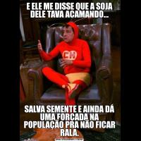 E ELE ME DISSE QUE A SOJA DELE TAVA ACAMANDO...SALVA SEMENTE E AINDA DÁ UMA FORÇADA NA POPULAÇÃO PRA NÃO FICAR RALA.