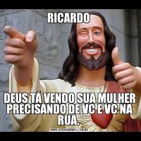 RICARDO DEUS TÁ VENDO SUA MULHER PRECISANDO DE VC E VC NA RUA. 