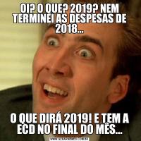 OI? O QUE? 2019? NEM TERMINEI AS DESPESAS DE 2018...O QUE DIRÁ 2019! E TEM A ECD NO FINAL DO MÊS...