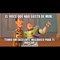 EI, VOCÊ QUE NÃO GOSTA DE MIM...TENHO UM EXCELENTE MECÂNICO PARA TE INDICAR.