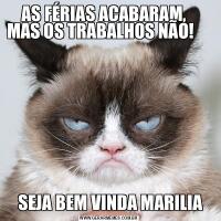 AS FÉRIAS ACABARAM,    MAS OS TRABALHOS NÃO!                                                                                                      SEJA BEM VINDA MARILIA