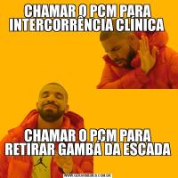 CHAMAR O PCM PARA INTERCORRÊNCIA CLÍNICA CHAMAR O PCM PARA RETIRAR GAMBÁ DA ESCADA 