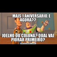          MAIS 1 ANIVERSARIO, E AGORA??JOELHO OU COLUNA? QUAL VAI PIORAR PRIMEIRO?
