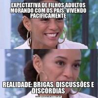 EXPECTATIVA DE FILHOS ADULTOS MORANDO COM OS PAIS: VIVENDO PACIFICAMENTEREALIDADE: BRIGAS, DISCUSSÕES E DISCÓRDIAS