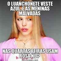 O LUANCHONETE VESTE AZUL, E AS MENINAS MALVADAS NAS QUARTAS FEIRAS USAM ROSA NÉ ? 