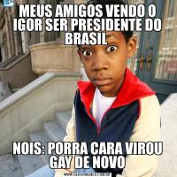 MEUS AMIGOS VENDO O IGOR SER PRESIDENTE DO BRASIL NOIS: PORRA CARA VIROU GAY DE NOVO