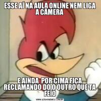 ESSE AÍ NA AULA ONLINE NEM LIGA A CÂMERAE AINDA  POR CIMA FICA RECLAMANDO DO O OUTRO QUE TA FEIO