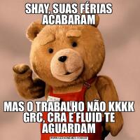 SHAY, SUAS FÉRIAS ACABARAMMAS O TRABALHO NÃO KKKK GRC, CRA E FLUID TE AGUARDAM