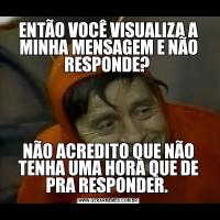 ENTÃO VOCÊ VISUALIZA A MINHA MENSAGEM E NÃO RESPONDE? NÃO ACREDITO QUE NÃO TENHA UMA HORA QUE DE PRA RESPONDER. 