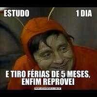 ESTUDO                                1 DIAE TIRO FÉRIAS DE 5 MESES, ENFIM REPROVEI