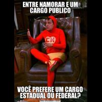 ENTRE NAMORAR E UM CARGO PUBLICOVOCÊ PREFERE UM CARGO ESTADUAL OU FEDERAL?