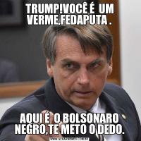 TRUMP!VOCÊ É  UM VERME,FEDAPUTA .AQUI É  O BOLSONARO NEGRO,TE METO O DEDO.