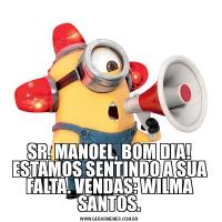 SR. MANOEL, BOM DIA! ESTAMOS SENTINDO A SUA FALTA. VENDAS: WILMA SANTOS.