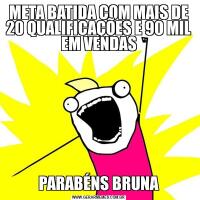 META BATIDA COM MAIS DE 20 QUALIFICAÇÕES E 90 MIL EM VENDASPARABÉNS BRUNA