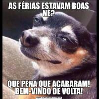 AS FÉRIAS ESTAVAM BOAS NÉ?QUE PENA QUE ACABARAM! BEM-VINDO DE VOLTA!