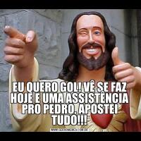 EU QUERO GOL! VÊ SE FAZ HOJE E UMA ASSISTÊNCIA PRO PEDRO, APOSTEI TUDO!!!