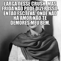 LARGA DESSE CRUSH. MAS FRIDA NÃO PODE DIZER ISSO. ENTÃO ESCTEVA: ONDE NÃO HÁ AMOR NÃO TE DEMORES,MEU BEM.