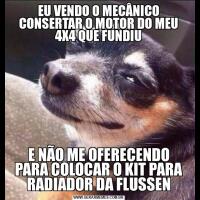 EU VENDO O MECÂNICO CONSERTAR O MOTOR DO MEU 4X4 QUE FUNDIUE NÃO ME OFERECENDO PARA COLOCAR O KIT PARA RADIADOR DA FLUSSEN