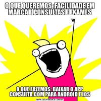O QUE QUEREMOS :FACILIDADE EM MARCAR CONSULTAS E EXAMESO QUE FAZEMOS: BAIXAR O APP CONSULTA.COM PARA ANDROID E IOS