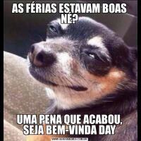 AS FÉRIAS ESTAVAM BOAS NÉ?UMA PENA QUE ACABOU, SEJA BEM-VINDA DAY