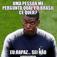 UMA PESSOA ME PERGUNTA:QUAL É O BRASIL CE QUER?EU:RAPAZ... SEI NÃO