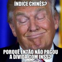 ÍNDICE CHINÊS?PORQUÊ ENTÃO NÃO PAGOU A DÍVIDA COM INSS?