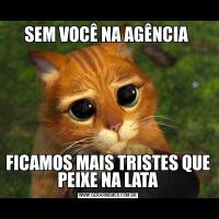 SEM VOCÊ NA AGÊNCIA FICAMOS MAIS TRISTES QUE PEIXE NA LATA