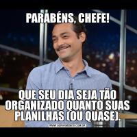 PARABÉNS, CHEFE!QUE SEU DIA SEJA TÃO ORGANIZADO QUANTO SUAS PLANILHAS (OU QUASE).