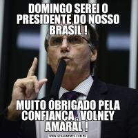 DOMINGO SEREI O PRESIDENTE DO NOSSO BRASIL !MUITO OBRIGADO PELA CONFIANÇA , VOLNEY AMARAL ! 