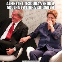 ALFINETE E TESOURA VENDO A AGULHA E A LINHA BRIGAREM