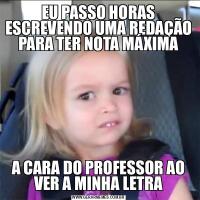 EU PASSO HORAS ESCREVENDO UMA REDAÇÃO PARA TER NOTA MÁXIMAA CARA DO PROFESSOR AO VER A MINHA LETRA