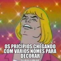 OS PRICÍPIOS CHEGANDO COM VÁRIOS NOMES PARA DECORAR