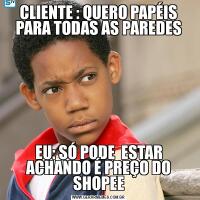 CLIENTE : QUERO PAPÉIS PARA TODAS AS PAREDESEU: SÓ PODE  ESTAR ACHANDO É PREÇO DO SHOPEE