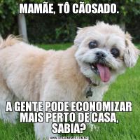 MAMÃE, TÔ CÃOSADO.A GENTE PODE ECONOMIZAR MAIS PERTO DE CASA, SABIA?