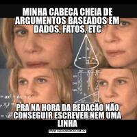 MINHA CABEÇA CHEIA DE ARGUMENTOS BASEADOS EM DADOS, FATOS, ETCPRA NA HORA DA REDAÇÃO NÃO CONSEGUIR ESCREVER NEM UMA LINHA
