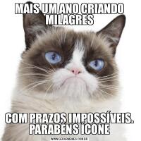 MAIS UM ANO CRIANDO MILAGRESCOM PRAZOS IMPOSSÍVEIS. PARABÉNS ÍCONE