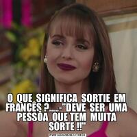 O  QUE  SIGNIFICA  SORTIE  EM  FRANCÊS ?.....-&QUOT;DEVE  SER  UMA  PESSÔA  QUE TEM  MUITA  SORTE !!&QUOT;