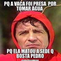 PQ A VACA FOI PRESA  POR TOMAR ÁGUA PQ ELA MATOU A SEDE Q BOSTA PEDRO