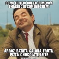 COMO EU VEJO QUE EU COMEÇO A EMAGRECER COMENDO BEM!ARROZ, BATATA, SALADA, FRUTA, PIZZA, CHOCOLATE, LEITE