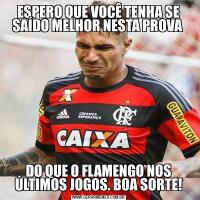 ESPERO QUE VOCÊ TENHA SE SAÍDO MELHOR NESTA PROVA DO QUE O FLAMENGO NOS ÚLTIMOS JOGOS. BOA SORTE!