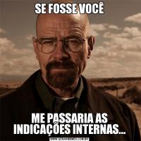 SE FOSSE VOCÊME PASSARIA AS INDICAÇÕES INTERNAS...