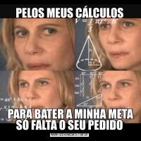 PELOS MEUS CÁLCULOS PARA BATER A MINHA META SÓ FALTA O SEU PEDIDO