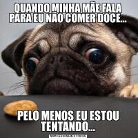 QUANDO MINHA MÃE FALA PARA EU NÃO COMER DOCE...PELO MENOS EU ESTOU TENTANDO...