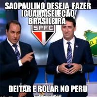 SAOPAULINO DESEJA  FAZER IGUAL A SELEÇÃO BRASILEIRA DEITAR E ROLAR NO PERU