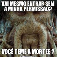 VAI MESMO ENTRAR SEM A MINHA PERMISSÃO?VOCÊ TEME A MORTEE ?