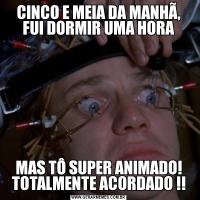 CINCO E MEIA DA MANHÃ, FUI DORMIR UMA HORAMAS TÔ SUPER ANIMADO! TOTALMENTE ACORDADO !!